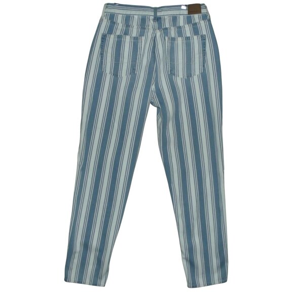 American Eagle Mom Jeans Womens Size 10L blue white striped high rise ankle - Picture 2 of 10